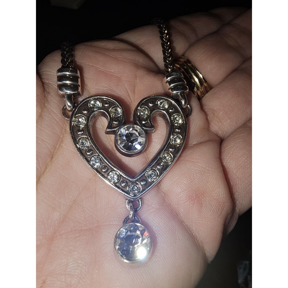 Brighton Heart Necklace, Silver, Cubic Zirconia, Heart Pendant, Brighton Jewelry